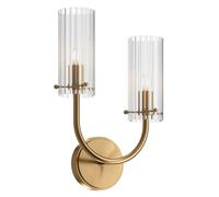 Wandleuchte Cristal Metal en Latón Dormitorio H:38 cm G9 Aplique 2 llamas