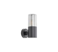 Wandleuchte Exterior Cristal Aluminio Negro Gris Humo E27 IP44 Lámpara Terraza
