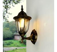 Wandleuchte Exterior IP44 Negro Oro Cristal Aluminio E27 Pared Terraza Hof Luz