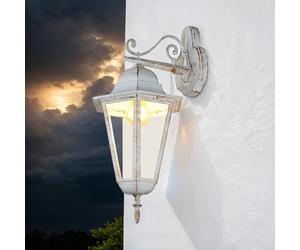 Wandleuchte Exterior Rústico H: 50,5 CM IP44 en Blanco Oro E27 Pared Linterna