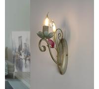 Wandleuchte Floral E14 Blanco Metal Cristal Rústico Iluminación Interior Lámpara