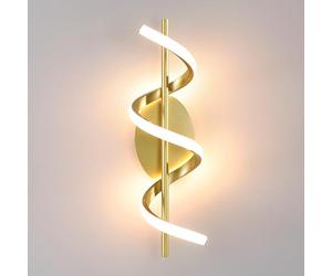 Wandleuchte Innen - 14W 1305LM Lámpara de Pared Moderna con Diseño Curvo Creativo, Luz LED Decorativa para Salón, Dormitorio, Pasillo (Oro)