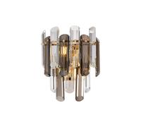 Wandleuchte Metal Ahumado 27CM Alto en Dorado Gris 2x E14 Cristal Lámpara Pared