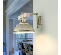 Wandleuchte Metal Madera E27 Rústico Shabby Blanco Interior Aplique Iluminación