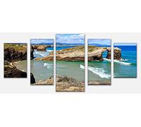 wandmotiv24 Fotografía en Lienzo Costa. Galicia, España Opción 1-210 x 100 cm Foto Regalo, decoración Moderna, Art déco M0919