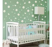 WandSticker4U®- [114 piezas] Pegatinas pared infantiles MARGARITAS & CORAZONES blanco I vinilo adhesivo pared infantil flores primavera I DIY decoración habitación niña bebé muebles bicicleta