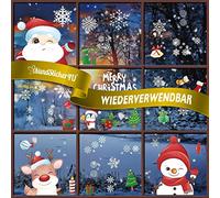 WandSticker4U®- [6 hojas] Pegatinas navidad ventana niños PAPÁ NOEL, MUÑECO de NIEVE & RENO I Adhesivos ventana navidad reutilizables I Decoración vinilos navideño ventana escaparate regalos niños