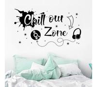 WandSticker4U®- Pegatinas de pared decorativos adolescentes CHILL OUT ZONE negro (120x70 cm) I vinilo adhesivo pared frase relax grafiti I decoración habitación juvenil chica y chico grandes COOL