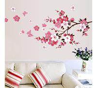 WandSticker4U®-Pegatinas de Pared FLOR de CEREZO rosa/rojo (107x64 cm) I vinilos decorativos flores sakura árbol rama I adhesivos pared para salón dormitorio cocina baños pasillo oficina