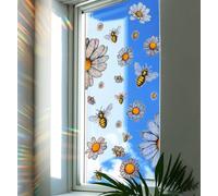 WandSticker4U®- Pegatinas de prisma para ventanas niños ABEJAS & MARGARITAS reutilizable I adhesivos ventana infantil animales I vinilo ventanas niños niña y niño bebé primavera (no adhesivo)