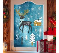 WandSticker4U®- Pegatinas navidad ventana niños RENO en BOSQUE INVERNAL I Adhesivos de ventana navidad reutilizables copos de nieve I Decoración vinilos navideño ventana regalos niños hogar invierno