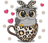 WandSticker4U®- Pegatinas pared cocina TAZA de CAFÉ BÚHO leopardo decorativas I vinilo adhesivo pared frases café cappuccino I decoración cocina comedor puerta nevera oficina cafetería muebles