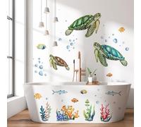 WandSticker4U®- Pegatinas pared decorativas TORTUGA (90x76 cm) I vinilos decorativos baños peces animales marinos oceano I adhesivos pared baños azulejos habitación infantil WC