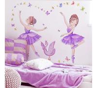WandSticker4U®- Pegatinas pared niña BALLERINA lila (119x73 cm) I Vinilo adhesivo pared infantil princesa ballet danza hada mariposas cisne I Decoración habitación infantil niña bebé guardería