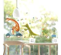 WandSticker4U®- Pegatinas ventanas niños JIRAFA & COCODRILO reutilizable I adhesivos ventana infantil animales Jungla selva I vinilo ventanas niños niña y niño bebé primavera verano (no adhesivo)