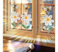 WandSticker4U®- Prisma Pegatinas ventanas niños FLORES y ABEJAS reutilizables I Vinilo adhesivo infantil ventana flores abejas I Decoración ventana habitación niños bebé primavera verano suncatcher