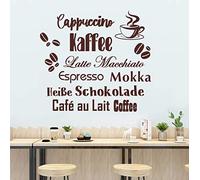 WandSticker4U®- XXL Pegatinas pared decorativas frases y letras CAFÉ CAPPUCCINO LATTE ESPRESSO marrón (110x100 cm) I vinilo adhesivo pared panadería cafetería restaurante cocina decoración grandes