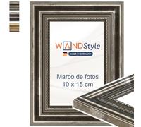 WANDStyle Marcos de fotos 10x15 cm vintage, Marco plateado para cuadro y poster, Marcos para cuadros 15x10 cm, Marco fotos madera, Portaretratos de pared, Picture Frame H450 - Made in Germany