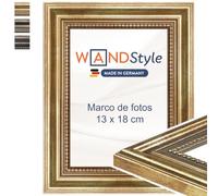 WANDStyle Marcos de fotos 13x18 cm vintage, Marco dorado para cuadro y poster, Marcos para cuadros 18x13 cm, Marco fotos madera, Portaretratos de pared, Picture Frame H450 - Made in Germany