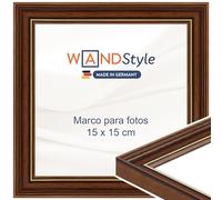 WANDStyle Marcos de fotos 15x15 cm vintage, Marco marrón para cuadro y poster, Marcos para cuadros 15x15 cm, Marco fotos madera, Portaretratos de pared, Picture Frame H182 - Made in Germany