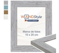 WANDStyle Marcos de fotos 15x20 cm rústico, Marco gris para cuadro | Marcos para cuadros 20x15 cm, Marco fotos madera, Portaretratos de pared, Picture Frame H750 - Made in Germany