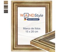 WANDStyle Marcos de fotos 15x20 cm vintage, Marco dorado para cuadro y poster, Marcos para cuadros 20x15 cm, Marco fotos madera, Portaretratos de pared, Picture Frame H450 - Made in Germany