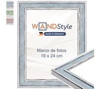 WANDStyle Marcos de fotos 18x24 cm vintage, Marco azul para cuadro y poster, Marcos para cuadros 24x18 cm, Marco fotos madera, Portaretratos de pared, Picture Frame H460 - Made in Germany