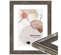 WANDStyle Marcos de fotos 18x24 cm vintage, Marco plateado para cuadro y poster, Marcos para cuadros 24x18 cm, Marco fotos madera, Portaretratos de pared, Picture Frame H450 - Made in Germany