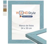 WANDStyle Marcos de fotos 24x30 cm estilo rústico, Marco azul para cuadro y poster, Marcos para cuadros 30x24 cm, Marco fotos madera, Portaretratos de pared, Picture Frame H750 - Made in Germany