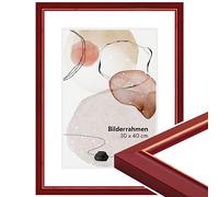 WANDStyle Marcos de fotos 30x40 cm estilo rústico, Marco rojo para cuadro y poster, Marcos para cuadros 40x30 cm, Marco fotos madera, Portaretratos de pared, Picture Frame H340 - Made in Germany