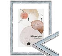 WANDStyle Marcos de fotos 30x40 cm vintage, Marco azul para cuadro y poster, Marcos para cuadros 40x30 cm, Marco fotos madera, Portaretratos de pared, Picture Frame H460 - Made in Germany