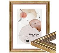 WANDStyle Marcos de fotos 40x60 cm vintage, Marco dorado para cuadro y poster, Marcos para cuadros 60x40 cm, Marco fotos madera, Portaretratos de pared, Picture Frame H450 - Made in Germany