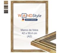 WANDStyle Marcos de fotos A2 vintage, Marco dorado para cuadro y poster, Marcos para cuadros 42x60 cm, Marco fotos A2 madera, Portaretratos de pared, Picture Frame H450 - Made in Germany