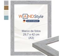 WANDStyle Marcos de fotos A3 estilo rústico, Marco gris para cuadro y poster, Marcos para cuadros 30x42 cm, Marco fotos A3 madera, Portaretratos de pared, Picture Frame H750 - Made in Germany