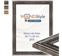 WANDStyle Marcos de fotos A3 vintage, Marco metálico para cuadro y poster, Marcos para cuadros 30x42 cm, Marco fotos A3 madera, Portaretratos de pared, Picture Frame H450 - Made in Germany