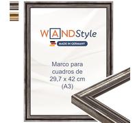 WANDStyle Marcos de fotos A3 vintage, Marco plateado para cuadro