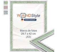WANDStyle Marcos de fotos A3 vintage, Marco verde claro para cuadro y poster, Marcos para cuadros 30x42 cm, Marco fotos A3 madera, Portaretratos de pared, Picture Frame H460 - Made in Germany