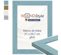WANDStyle Marcos de fotos A4 estilo rústico, Marco azul para cuadro y poster, Marcos para cuadros 21x30 cm, Marco fotos A4 madera, Portaretratos de pared, Picture Frame H750 - Made in Germany