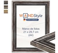 WANDStyle Marcos de fotos A4 vintage, Marco metálico para cuadro y poster, Marcos para cuadros 21x30 cm, Marco fotos A4 madera, Portaretratos de pared, Picture Frame H450 - Made in Germany