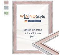 WANDStyle Marcos de fotos A4 vintage, Marco rosa para cuadro | Marcos para cuadros 30x21 cm, Marco fotos A4 madera, Portaretratos de pared, Picture Frame H460 - Made in Germany