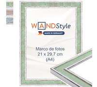 WANDStyle Marcos de fotos A4 vintage, Marco verde claro para cuadro y poster, Marcos para cuadros 21x30 cm, Marco fotos A4 madera, Portaretratos de pared, Picture Frame H460 - Made in Germany