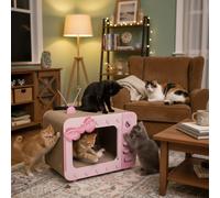 WANEKA Caja Rascadora para Gato Pink Micro Rascador de Cartón 42 x 24 x 31 cm para Gatos