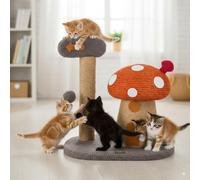 WANEKA - Seta Rascador para Gatos (Rojo) - Rascador con Forma de Seta, Hecho de Cuerda y Madera, Original, Divertido, le encantará a tu Gato