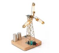 WANENGEDIY Lámpara de molinos de viento DIY con alas giratorias, proyecto de soldadura electrónica STEM, modelo de metal 3D para bricolaje, escultura mecánica para escritorio y aficionados a la
