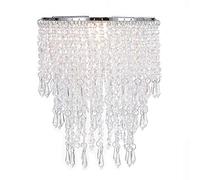 Waneway Lámpara Candelabro De 3 Hileras, De Sombra Ligera, con Gotas De Acrílico, Abombado con Marco De Cromo Y Perlas Claras, Diámetro 22 Cm, Claro