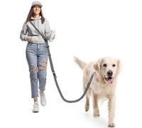 WANFIRE Correa de perro manos libres, correa cruzada multifuncional resistente para perro, cinturón de cintura de 9 pies de largo con hebilla de seguridad para el automóvil para perros medianos y