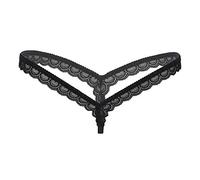 WANFJ Disfraz Sexy Mujer Bragas De Encaje Sexy para Mujer Braguitas De Bikini Tanga Tanga Lencería Ropa Interior Sin Costuras con Espalda En T-Black_One_Size
