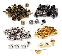 Wanfoou 120 Pcs Remaches De Hierro,4 Colores Remaches para Piel Bolso, Bronce Remaches De Metal Remaches De Piel Bricolaje Espárragos Espigas Remaches Remaches De Cuero Doble Tapa Remache(12 * 20 mm)