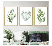 Wanfoou Juego de pósteres, 3 cuadros decorativos de pared,con plantas verdes, para salón,pasillo, dormitorio, póster de pared, sin marco (30 x 40 cm)