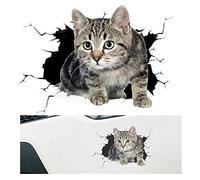 Wanfoou Pegatina Decorativa 3D de Gato Lindo - Tema Animal para Coche Personalizado, Ventana, Parachoques y Grietas - 9 * 12 cm